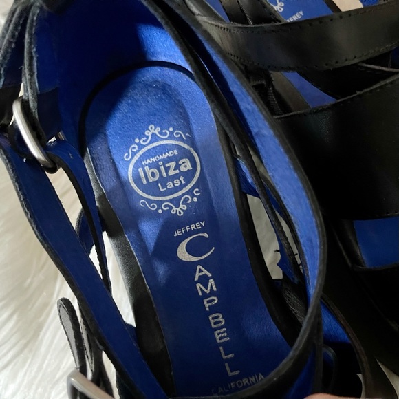 Jeffrey Campbell Laica Buckled Platform Sandals 9, Black Strappy Sandals, Punk - Picture 5 of 12